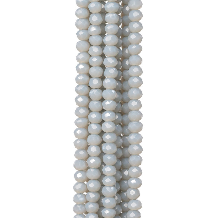 3 x 2 mm facettierte Rondelle-Kristalle, 10 Stränge auf Baumwollfaden, gebrauchsfertig, MOD60