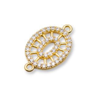 Componenti Connettori Di Bronzo Con Zirconi Ovale 12x15mm 5pz Dorato