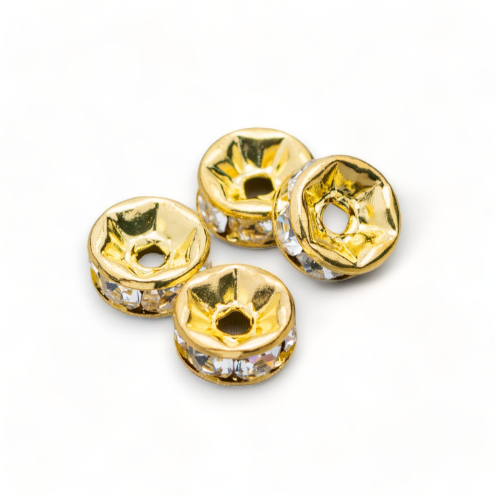 Distanziatore Rondelle Strass Di Ottone Qualita' Repubblica Ceca  5mm Dorato 100pz