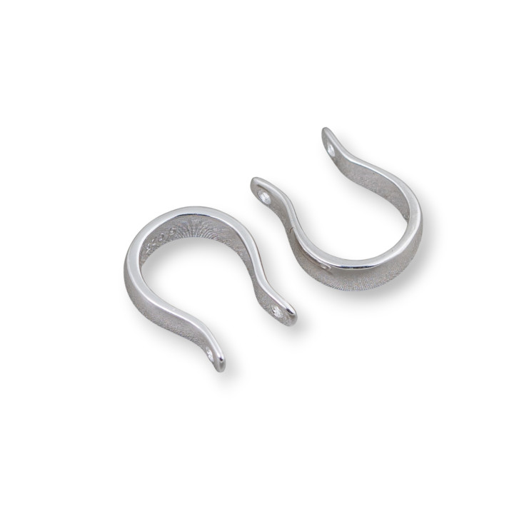 925 Silver Horseshoe Hook 10x13mm 8pcs Rhodium Plated