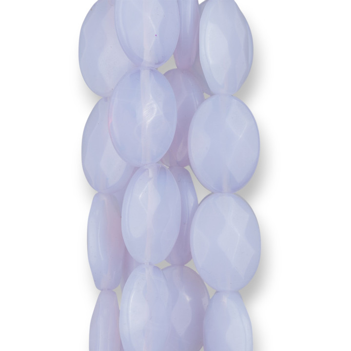 Synthetic Opal Light Blue Oval Flat Faceted 13x18mm