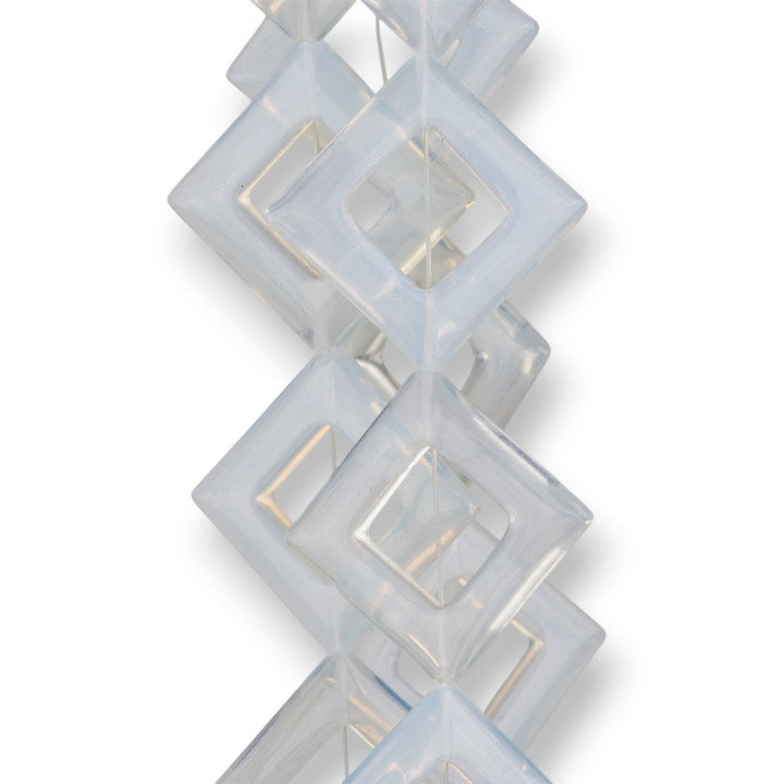 Synthetischer Opal, flacher Rhombus, gebohrt, 35 mm