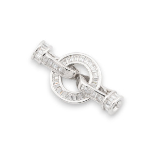 Fermoirs Argent 925 Avec Zircons 11mm Rond 2pcs Plaqué Rhodium