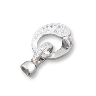 Cierre De Plata 925 Con Circonitas Circulo Espiral 15x26mm 2uds Rodio