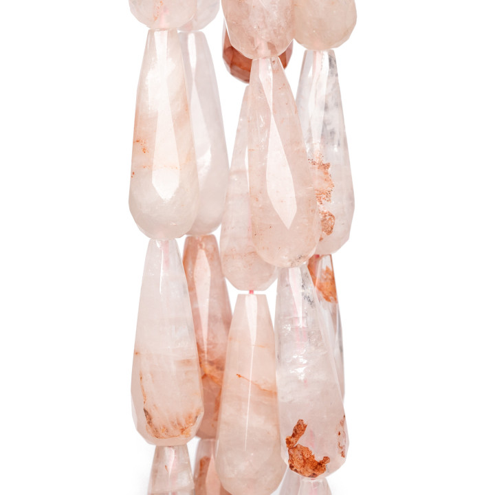 Polvo Cuarzo Briolette Gotas Facetadas 14x40mm