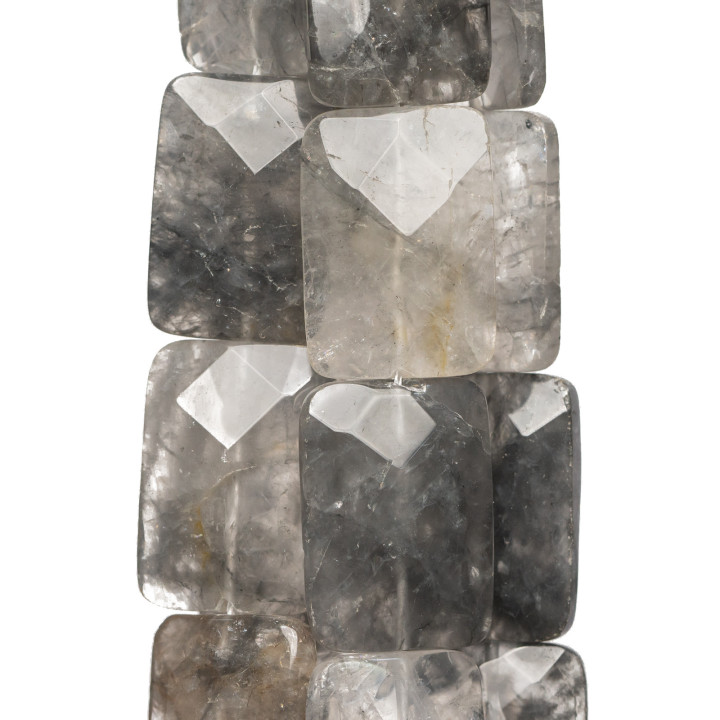 Grauer Quarz Rechteck flach facettiert 18x25mm