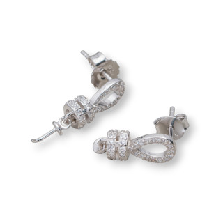 Base Para Pendientes De Plata 925 Con Circonitas Colgante Con Arandelas 6x15mm 3 Pares Baño De Rodio