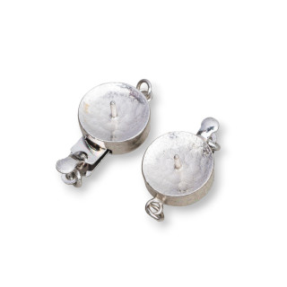 925 Silver Round 12mm Cabochon Clasp 4pcs Rhodium Plated