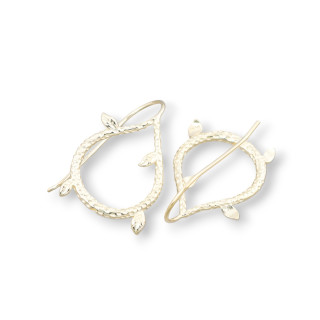 Ohrringbasis aus 925er Silber mit Mikroguss-Blumenmotiv, 16 x 27 mm, 3 Paar, golden