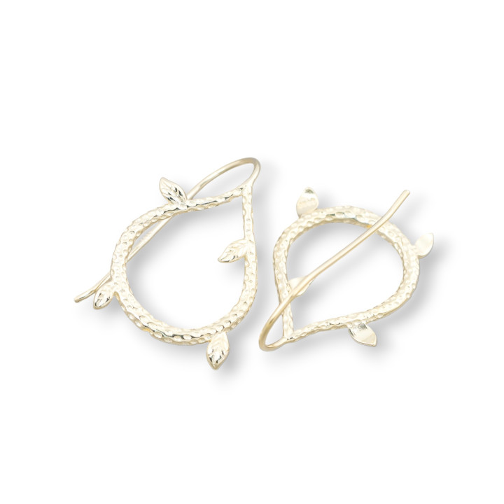 Base de Boucle d'Oreille en Argent 925 avec Motif Floral Microcast 16x27mm 3 Paires Doré