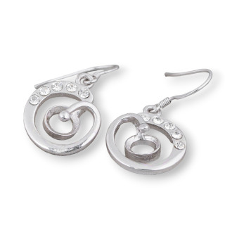 Base Per Orecchini Di Argento 925 Con Zirconi Monachella Cerchio 15x30mm 2 Paia Rodiato