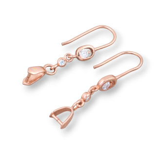 Base Per Orecchini Di Argento 925 Con Zirconi Monachella Con Gancio 04x30mm 4 Paia Oro Rosa