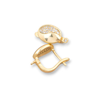 Base Para Pendientes De Plata 925 Con Circonitas Stud Oval 8x14mm 1 Par Dorado