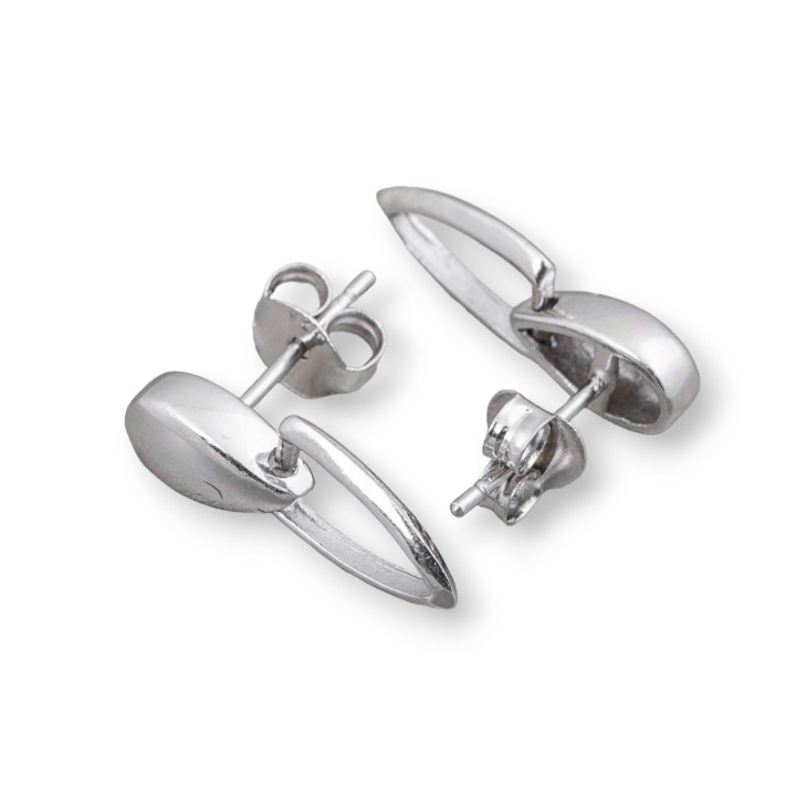 Base Per Orecchini Di Argento 925 Perno 2 Paia 6x17mm Rodiato