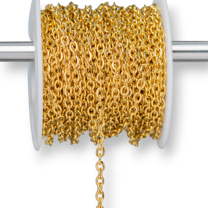 Forcetina Crushed Steel Chain 2.3x2.8mm Wire 0.6mm 15 Meters Gold Plated