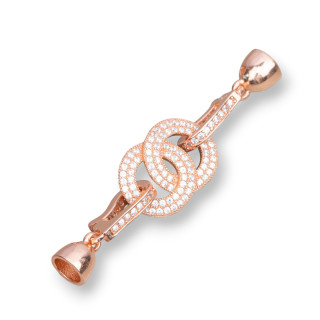 925 Silver Clasp With Zircons Circle Chain 53x13mm 2pcs Rose Gold