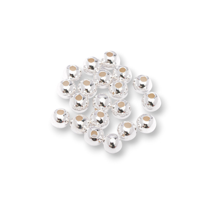 Espaciador de bolas de plata 925 de 3 mm, agujero de 1,5 mm, 5 g, 88 piezas aproximadamente bañadas en plata