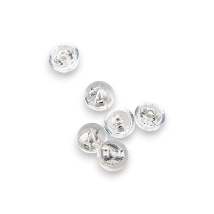 Schmetterlingsdocht für Ohrstecker aus 925er Silber, beschichtet mit transparenter Halbkugel, 5 mm, 40 Stück, rhodiniert