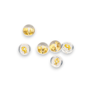 Farfallina Stoppino Per Orecchini A Perno Di Argento 925 Rivestido Dalla Semisfera Trasparente 5mm 40pz Dorato