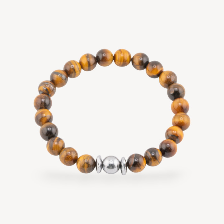 8 mm elastisches Edelsteinarmband mit Hämatit-Tigerauge-Herrenlinie