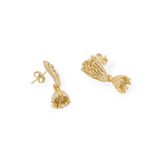 Basi Per Orecchini Di Argento 925 Con Attacchi Per Perle 1 Coppia 12x25mm Dorato