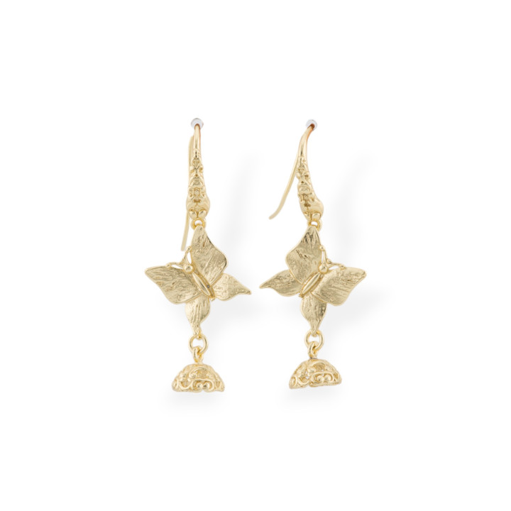 Σκουλαρίκια 925 ασημένιες βάσεις με εξαρτήματα με χάντρες 1 ζευγάρι χρυσό 19x45mm