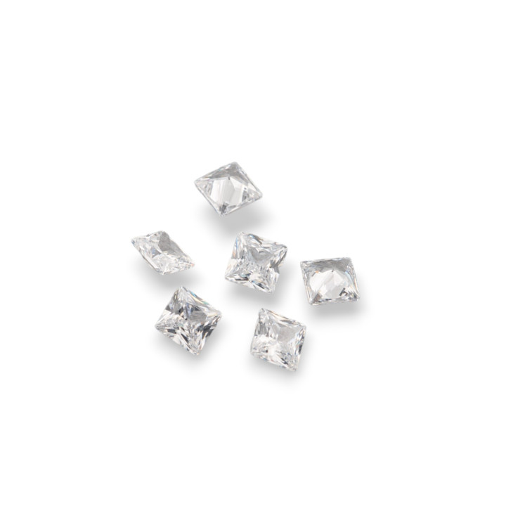 Gemma Cubic Zirconia Zircone Taglio Quadrato 6x6mm 12pz
