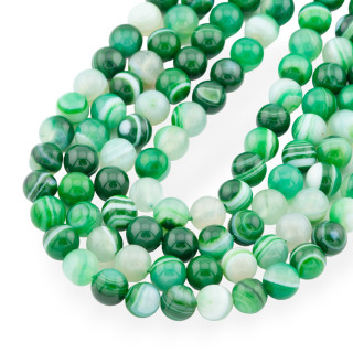 Green Agate Striped Round Smooth 8mm