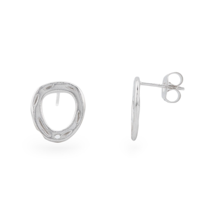 Basis für Ohrstecker aus 925er Silber, 12 x 14 mm, 2 Paar rhodiniert