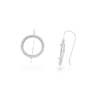 Base Para Pendientes De Plata 925 Con Circonitas Bisel Pendiente 19mm Para Piedras Hasta 15mm 2 Pares Baño De Rodio