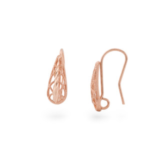 Base Per Orecchini Di Argento 925 Monachella Goccia Traforata 07x21mm 3 Paia Oro Rosa