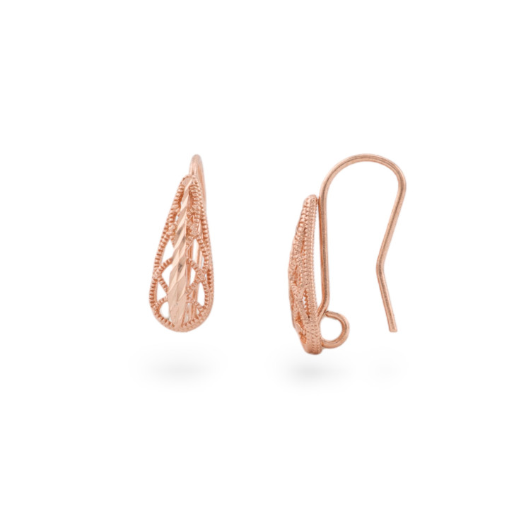 Base Para Pendientes De Plata 925 Pendientes Gota Perforada 07x21mm 3 Pares Oro Rosa