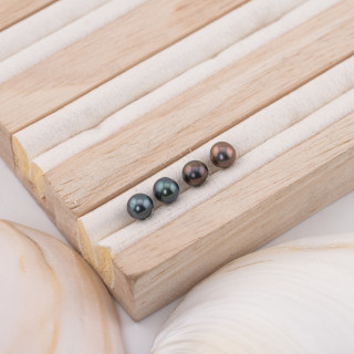 River Pearls 1 Hole Round (AAAA) 6.0-6.5mm 12 Pairs Peacock