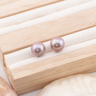 Baroque 1 Hole River Pearls (SEZ) 9-9,5mm 1 Pair Lilac