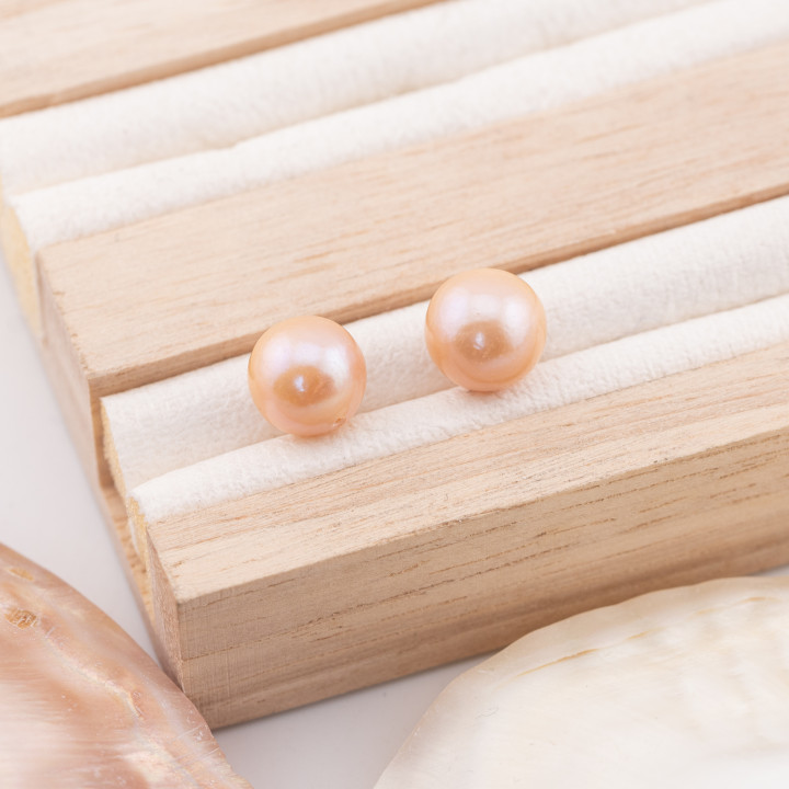 Perles de rivière baroques 1 trou (SEZ) 9-9.5mm 1 paire rose