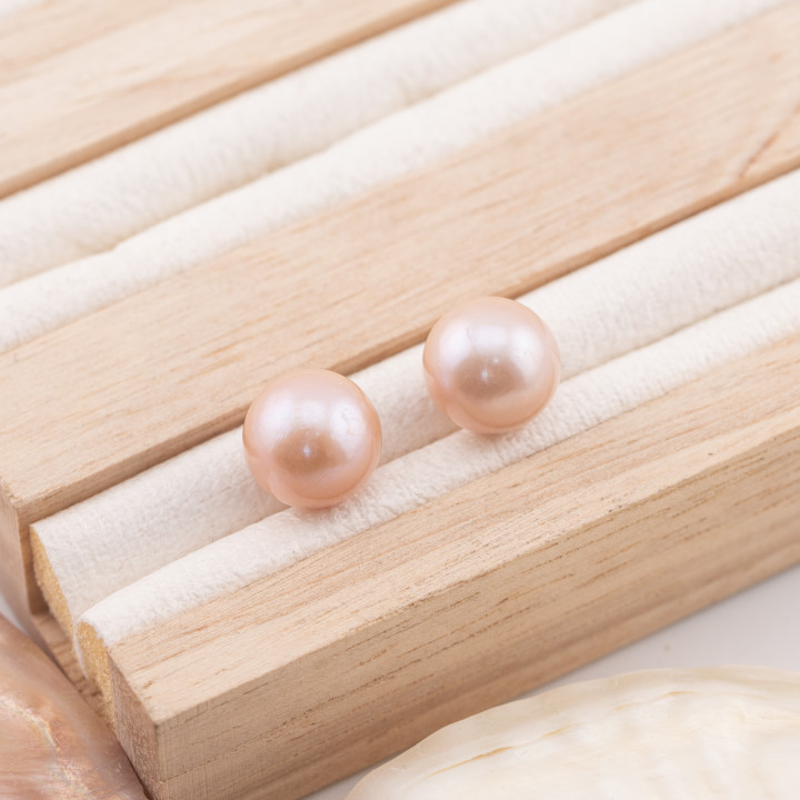 Baroque 1 Hole River Pearls (SEZ) 10,5-11mm 1 Pair Light Lilac