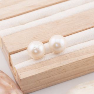 River Pearls 1 Hole Round Baroque (SEZ) 11.5-12mm 1Pair White