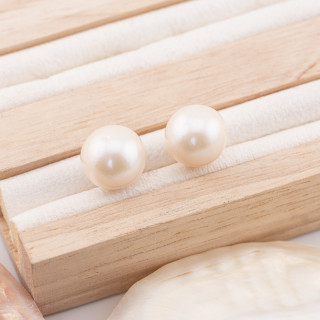 Perles de Rivière Rondes Baroques 1 Trou (SEZ) 12.0-12.5mm 1 Paire Blanc