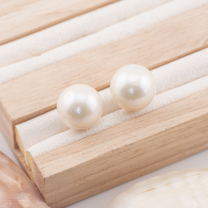 River Pearls 1 Hole Round Baroque (SEZ) 13.0-13.5mm 1Pair White