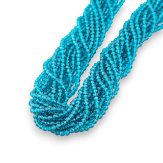 Synthetische Zirkone, facettierte runde Perle im Diamantschliff, 2 mm, Blaugrün