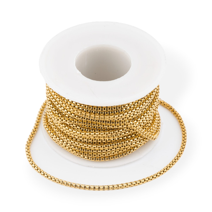 Cadena Malla Acero Cobra 2.4mm 10 Metros Chapado Oro MOD2