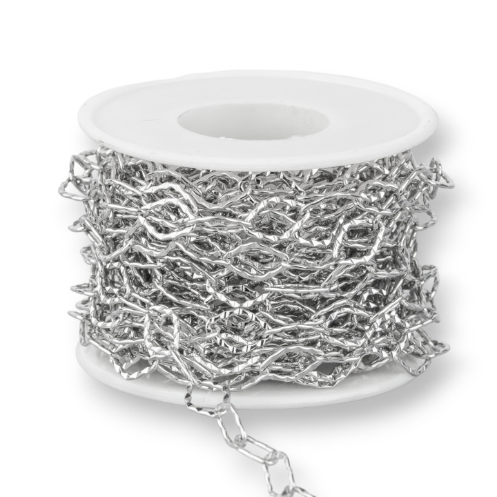 Steel Chain Rhombus Hammered 8.0x12.0mm 6 Meters