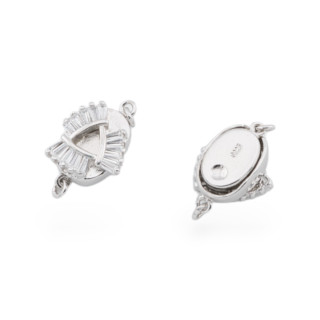 Fermoir Bouton en Argent 925 Avec Zircons 13x17.5mm 2pcs Doré