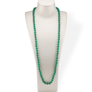 Charlestone Necklace 8mm Knotted Gemstones 120cm Green Agate