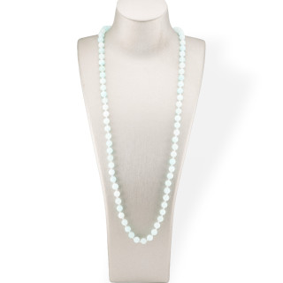 Bijoux Charleston Collier De Pierres Semi-précieuses Nouées 8mm 120cm Jade Bleu Clair