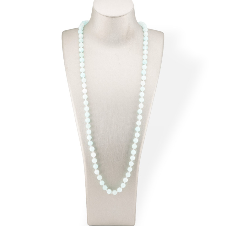 Bijoux Charleston Collier De Pierres Semi-précieuses Nouées 8mm 120cm Jade Bleu Clair