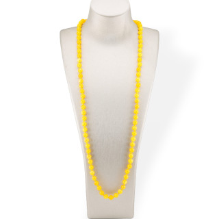 Charlestone Necklace Bijoux Of 8mm Hard Stones Knotted 120cm Yellow Jade