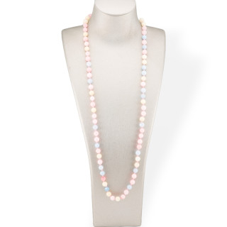 Collana Bijoux Charlestone Di Pietre Dure  8mm Annodate 120cm Giada Berillo Mix