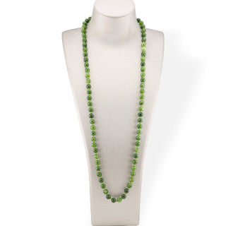 Bijoux Collar Charleston De Piedras Semipreciosas Anudadas 8mm 120cm Olivino Jade Verde