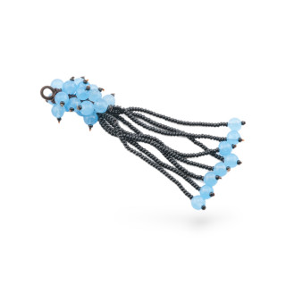 Componente Pendente Di Pietre Dure Con Perline Multifilo 22x95mm 2pz Celeste MOD3